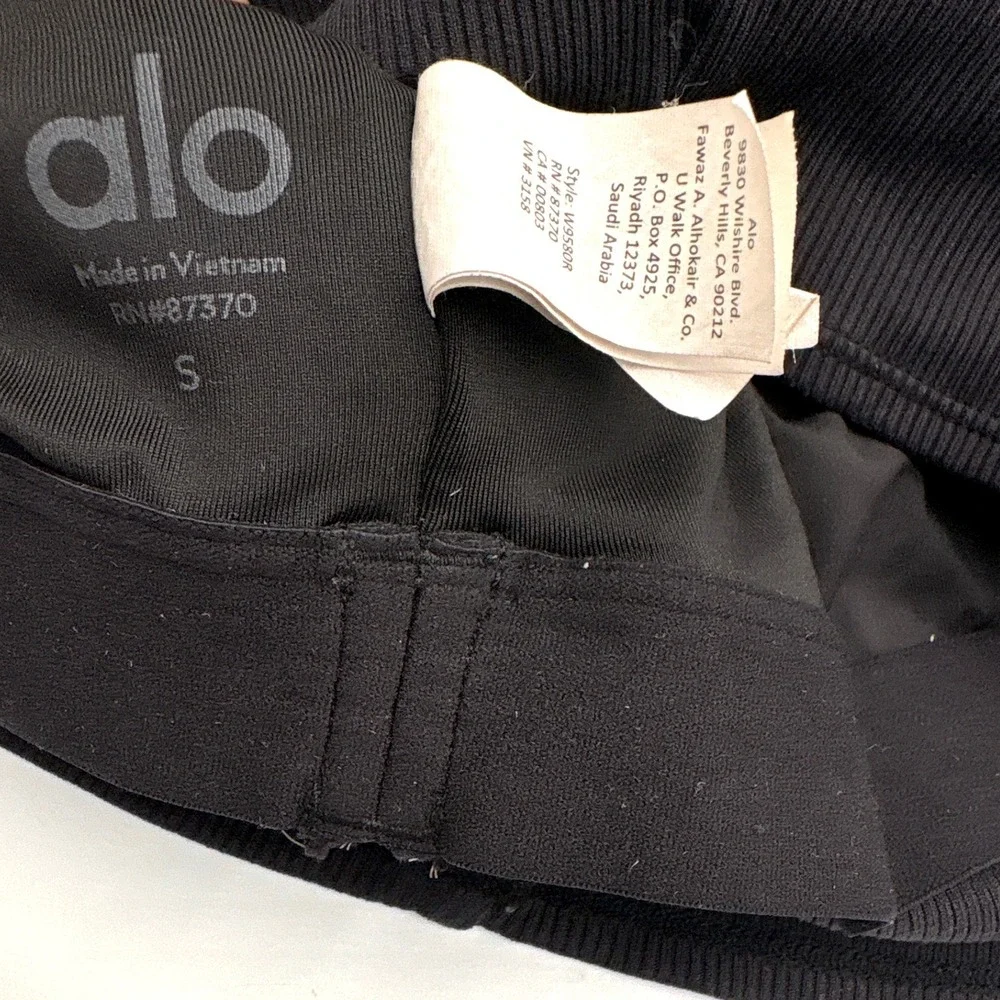 Alo Yoga Goddess Rib Cropped Dynamite Bra Black Mock Neck Tank Womens Small
